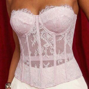 Baby Pink Sexy Women's French Lace Camisole Top with Bra